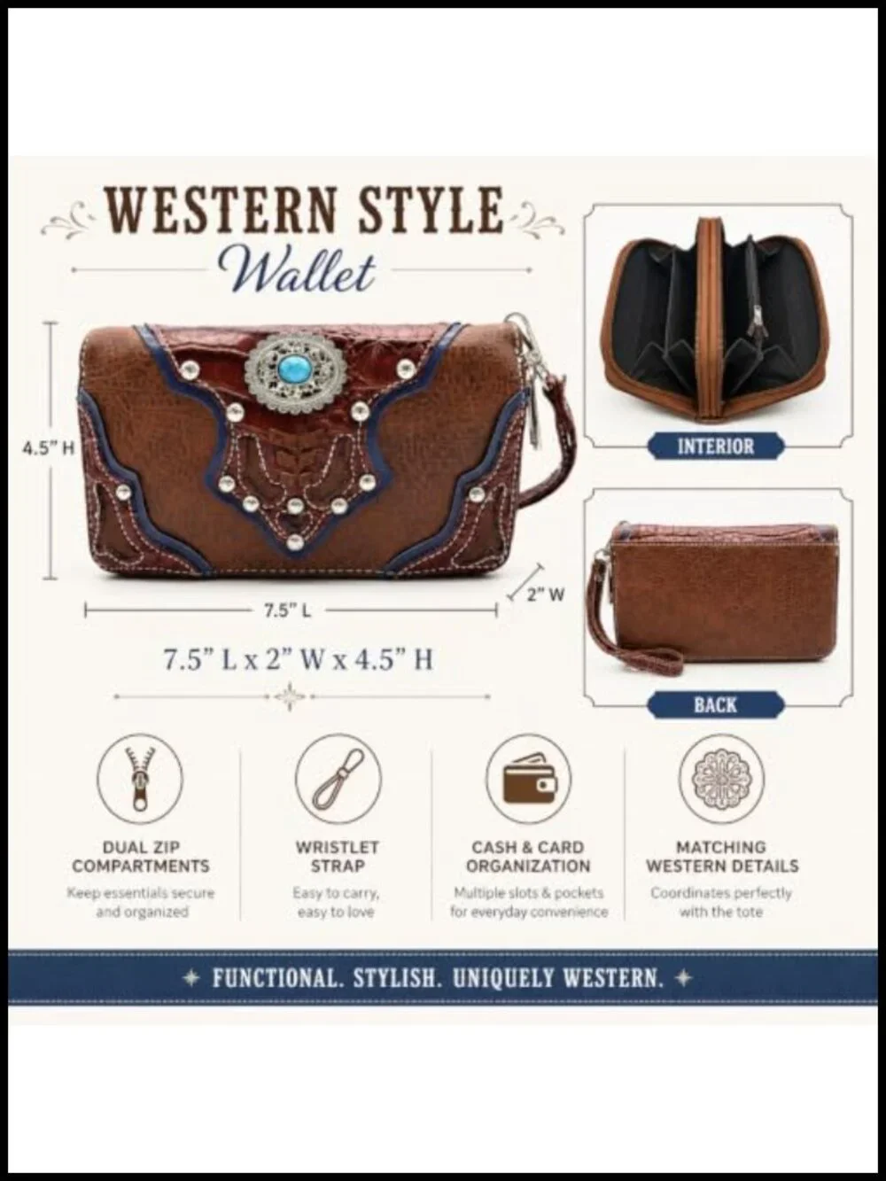 Western Fringe Totes Purse and Wallet Set for Women | Turquoise Concho, Stud